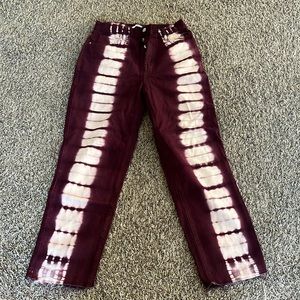 High Waisted Pacsun Burgundy Bleach Mom Jeans